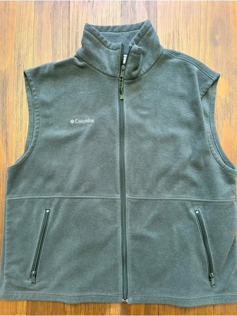 Columbia gray fleece jacket with embroidered logo